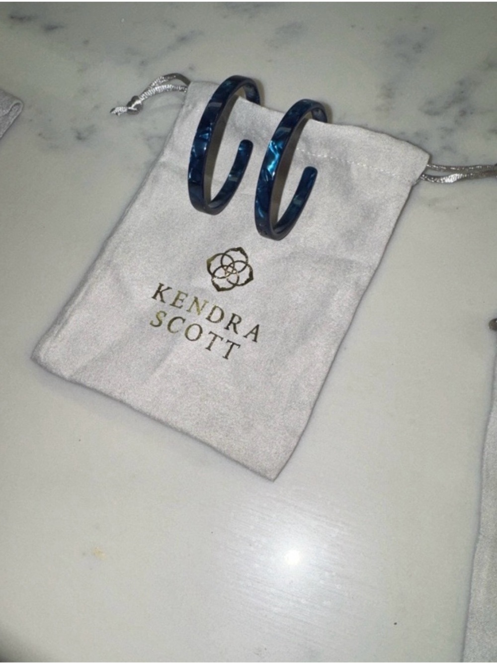 Kendra Scott Navy Marbled Hoop Earrings